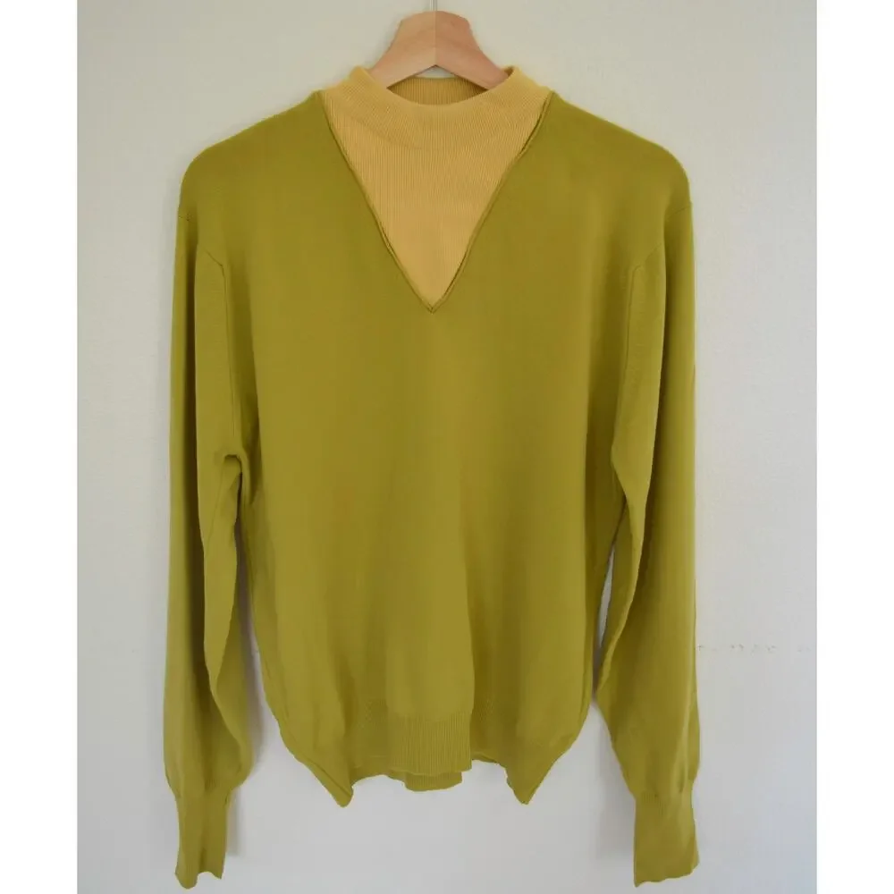 Vintage Chartreuse Mock Neck Sweater